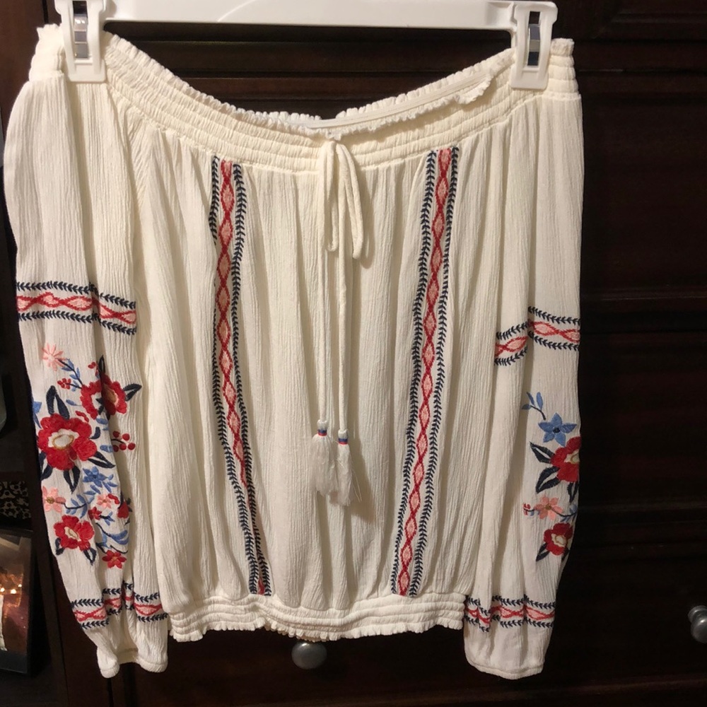 Long sleeve off the shoulder shirt